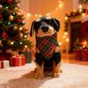 Realeaf Christmas Dog Bandanas 2 Packs, Reversible Red Green Plaid Dog Scarf, Xmas Pet Bandana for Boy and Girl, Premium Durable Fabric, Holiday Check Bandana for Small and Medium Dogs Pets (Small)