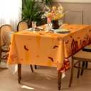 Halloween Tablecloth Waterproof  Spooky Pumpkin Design, Orange Table Cover for Halloween Party Decorations, Washable Spillproof Table Cloth for Indoor Outdoor Use, W60 x L120 in
