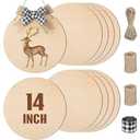 Suzile 10 Pcs 14 Inch Round Wood Circles for Crafts Unfinished Wooden Blank Signs Wood Circles for Craft Round Disc for DIY Christmas Home Decor Painting, 2mm Thick