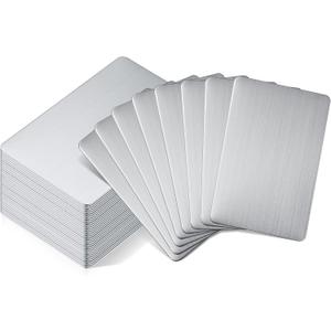30 Pieces 304 Stainless Steel Metal Business Cards Blank Steel Laser Engraving Stainless Cards for House Office Customer DIY Gift Plate, 86 x 54 mm(0.8mm Thickness)