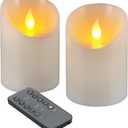 3"x4" Flickering Flameless Candles, Realistic LED Candles, Battery Operated Candles with Remote and Timers, Real Wax Electric Fake Pillar Candles for Festival Wedding Home Party Decor-2Pack