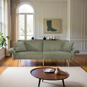 66" Futon Sofa Bed, Comfy Folding Futon Couches for Living Room, Convertible Sleeper Sofa with Adjustable Backrest, Modern Love Seat Sleeper for Bedroom, Apartment(Corduroy, Pink)