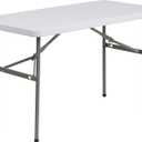 Flash Furniture Elon 4' Rectangular All-Occasion Plastic Folding Event Table, Folding Banquet Table for Indoor/Outdoor Events, White