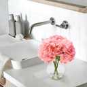 Light Pink Hydrangea Artificial Flowers with Glass Vase, Real Touch Faux Hydrangea Arrangement with Faux Water, Ready-to-Display Table Centerpiece for Bathroom, Shelf, Home Dcor