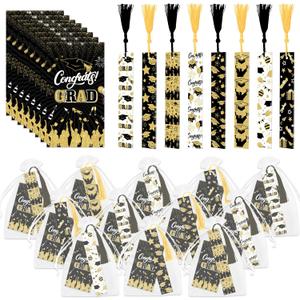 72pcs Graduation Gifts Bulk Class of 2026 Graduation Acrylic Bookmarks with Inspirational Cards 2026 Graduation Party Favor for College and High School Congrats Grad (Black Gold)