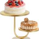 2 Tier Cake Stand - Metal Gold Cake Stand for Party, Cupcake Tower Dessert Display for Weddings, Birthdays, Anniversaries, Diameter 7" and 10"