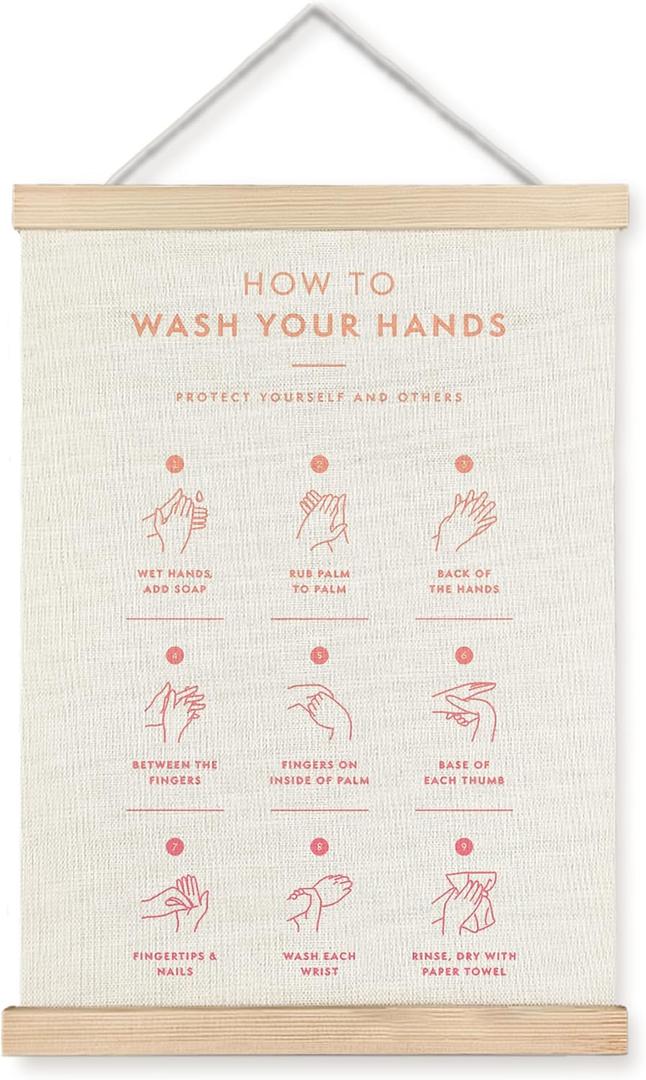 ignytiger Wash Your Hands Sign Kids Bathroom Wall Decor, Kids Bath Wall Art Poster Print Framed for Girls Boys Toddlers Bathroom Washroom Toilet Decor, 12x16 Inch (YB-GUAHAU washroom)