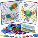 ZazzyKid Kids Magnetic Pattern Blocks Set: 216 PCS Geometric Shape Puzzles Tangram - STEM