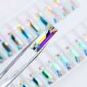 DONGZHOU Strip Shape Sew on Rhinestones,Sew on Crystal for Clothes Flat Back Rhinestones with 2 Holes (AB-3061 Baguette)