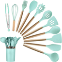 12PCS Kitchen Utensil Set Silicone Cooking Utensils Kit Spatula Heat Resistant Wooden Spoons Gadgets Tool for Non-Stick Cookware