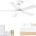 Modern Ceiling Fans with Lights - 42 inch Outdoor White Ceiling Fan with Light and Remote, Reversible DC Motor, 6-Speed Quiet 3CCT LED Dimmable for Bedroom, Indoor and Outdoor, Patios, ETL Listed