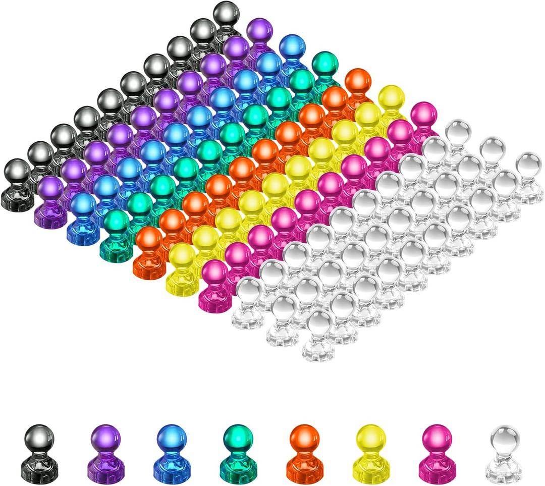 VNDUEEY 100PCS Strong Fridge Magnets, Colorful Magnetic Push Pins for Bulletin Board, Dry Erase Magnets Refrigerator Magnet, Small Strong Magnets for Whiteboard, Kitchen, School, Office (8 Colors)
