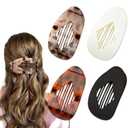 2 x Flat Hair Clips for Women - Large Oval Hair Claw Clips and Duckbill Hair Clip for Thin Hair or Thick Hair - Non Slip Strong Hold Hair Accessories for Women(4Pack, 4Colors) (Style 1)