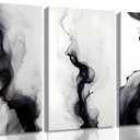 3Pcs Black And White Simple Abstract Canvas Wall Art Black and gray Minimalist Wall decor Pictures Smoke Shapes Painting Prints Modern Artwork for Home Room Bedroom office decoration ,16x24in Canvas