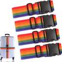 4Pcs Luggage Straps for Suitcase Travel Accessories TSA Approved, 80In Long Belts to Keep Your Suitcase Secure, Adjustable Bag Straps with Quick-Release Buckle for Travel Bag Closure, Multicolor