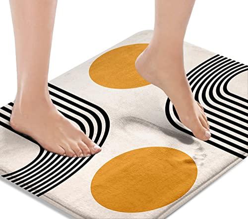Britimes Boho Mid Century Bath Mat for Bathroom No Silp Abstract Geometric Washable Cover Floor Rug Carpets Floor Mat Bathroom Decorations 16x24 for Kitchen Bedroom