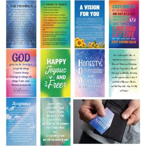 Motiskyy 200 Pcs AA Sobriety Anniversary Cards 2" x 3" Sobriety Gifts Bulk Recovery Encouragement Cards for Men Women Wallet Pocket Recognition Stationery, 10 Styles