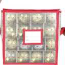 Sattiyrch Plastic Christmas Ornament Storage Box with Zippered Closure - Store up to 64 of the 3-inch Standard Christmas Ornaments, Xmas Ornaments Storage with Dividers & Two Handles