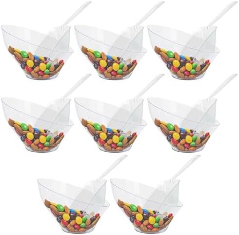 R-kay  Pcs Candy Bowls And Plastic Scoops Set - 5 Clear Plastic Candy Bowl 20 Oz And 8 Scoop 6.5 Inch Buffet Containers Set Heavy Duty