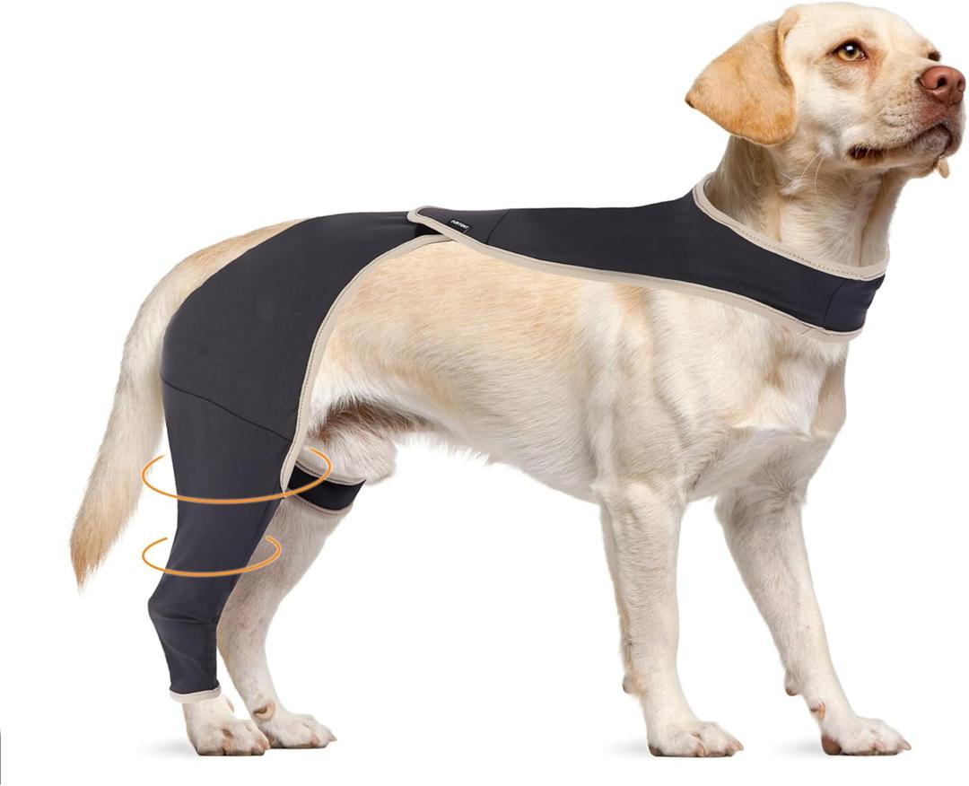Dog Recovery Sleeve, Cone Collar Alternative - Provides Wound Protections Hind Leg Sleeve, Prevents Pet Wounds from Licking and Biting, Comfortable and Breathable, L (Rear Right Leg)