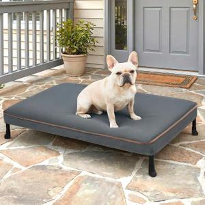 Veehoo Chew Proof Dog Bed, Orthopedic Elevated Dog Bed with Padded Cover