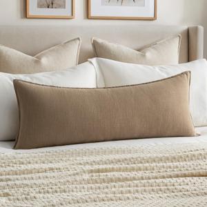 MIULEE Decorative Long Body Lumbar Throw Pillow Cover 14x36 Inch KhakiBoho Farmhouse Neutral Couch Throw Pillow for Bed Pack of 1 Accent Outdoor Modern Sofa Cushion Livingroom Home Decor