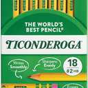 Ticonderoga Wood-Cased Pencils, Pre-Sharpened, #2 HB Soft, Yellow, 18 Count