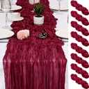 8 Pack Burgundy Cheesecloth Table Runner 17x108 inch Boho Gauze Cheese Cloth Table Runners for Wedding Party Baby Bridal Shower Home Decor