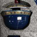 LURRIER Porcelain Chinese Gongfu Tea Set,Portable Teapot Set with 360 Rotation Tea maker and Infuser,Portable All in One Gift Bag for Travel,Home,Gifting,Outdoor and Office (Floral Blue)