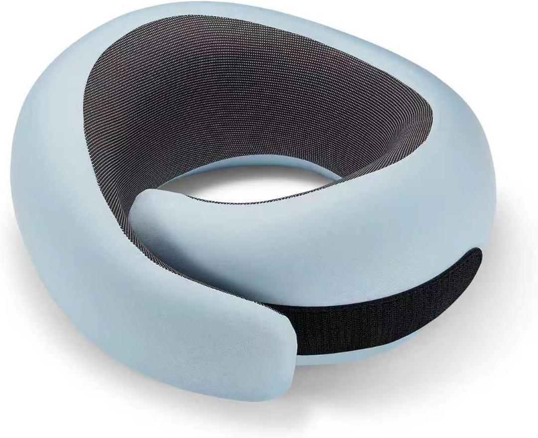 Travel Neck Pillow for Airplanes, Premium Memory Foam Neck Pillow with Ergonomic 360 Support, Travel Essentials for Plane, Car, Train and Home, Max Blue