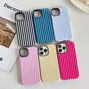 Compatible with iPhone 15 Pro Case, Cute Fashion Aesthetic Striped Pattern Cover for Women, Shockproof Soft TPU and Hard PC Protective Phone Case for iPhone 15 Pro 6.1"- Pink