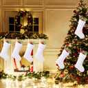 6 Pack White Christmas Stockings,20 Inch Snowy White Faux Fur Stockings Christmas,Xmas Stockings Hanging Stocking Christmas Decorations