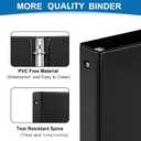0.5-inch 3-Ring Binder, 1/2 Inch Round Ring Binder with 2 Inside Pockets, 12 Pack Black Binders, Clear View Cover Binders Holds 8.5'' x 11''Paper for Office/Home/Back to School