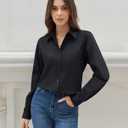 siliteelon Button Down Shirts for Women Floral Printed Long Sleeve Cotton Shirt Work Office Bluose Business Casual Top (Black, XS)