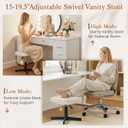 LUE BONA Adjustable Vanity Stool, 15''-19.5'' Foot Rest Under Desk, 360 Swivel Vanity Chair for Makeup Room, Cream Upholstered Faux Leather Ottoman for Bathroom & Living Room, 300lbs