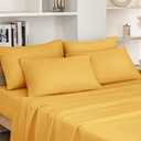 HOMEIDEAS Queen Size Bed Sheets - 6 Piece Set (Gold) - Extra Soft Brushed Microfiber 1800 Bedding Sheets, Deep Pocket, Wrinkle & Fade Free