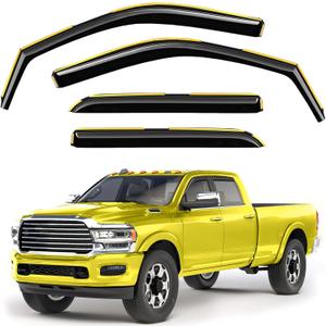 in-Channel Window Rain Guards Fit for Dodge RAM 2500 3500 2019 2020 2021 2022 2023 2024 2025 Crew Cab Extra Durable Window Deflectors Vent Shades Visors Exterior Car Accessories - 4 pcs