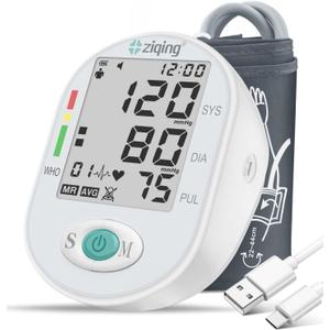 Blood Pressure Monitors, Bp Monitor - Blood Pressure Machine Large Cuff Upper Arm Cuff 8.7''-17.3'', Large Screen, 2 Users Total 198 Memories, White