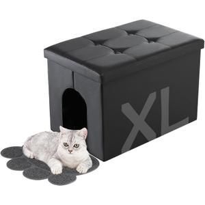 MEEXPAWS Cat Litter Box Enclosure Furniture Hidden, Cat Washroom Bench Storage Cabinet |Large 25.6'' x 17.7'' x 17.7''| Dog Proof | Waterproof Inside/Easy Clean | Easy Assembly | Odor Control(Black) MEEXPAWS Cat Litter Box Enclosure Furniture Hidden, Cat Washroom Bench Storage Cabinet |Large 25.6'' x 17.7'' x 17.7''| Dog Proof | Waterproof Inside/Easy Clean | Easy Assembly | Odor Control(Black)