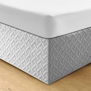 Bedding Queen Bed Skirt,Easy Fit with 14 Inch Tailored Drop,Shrinkage&Fade Resistant,Wrap Around Design,Quilted Cotton Ultrasonic Cover(Silver, King)