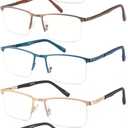 JOLISU 5 Pack Reading Glasses for Men Women, Blue Light Blocking Computer Readers, Metal Half Frame Spring Hinge (Multicolor)