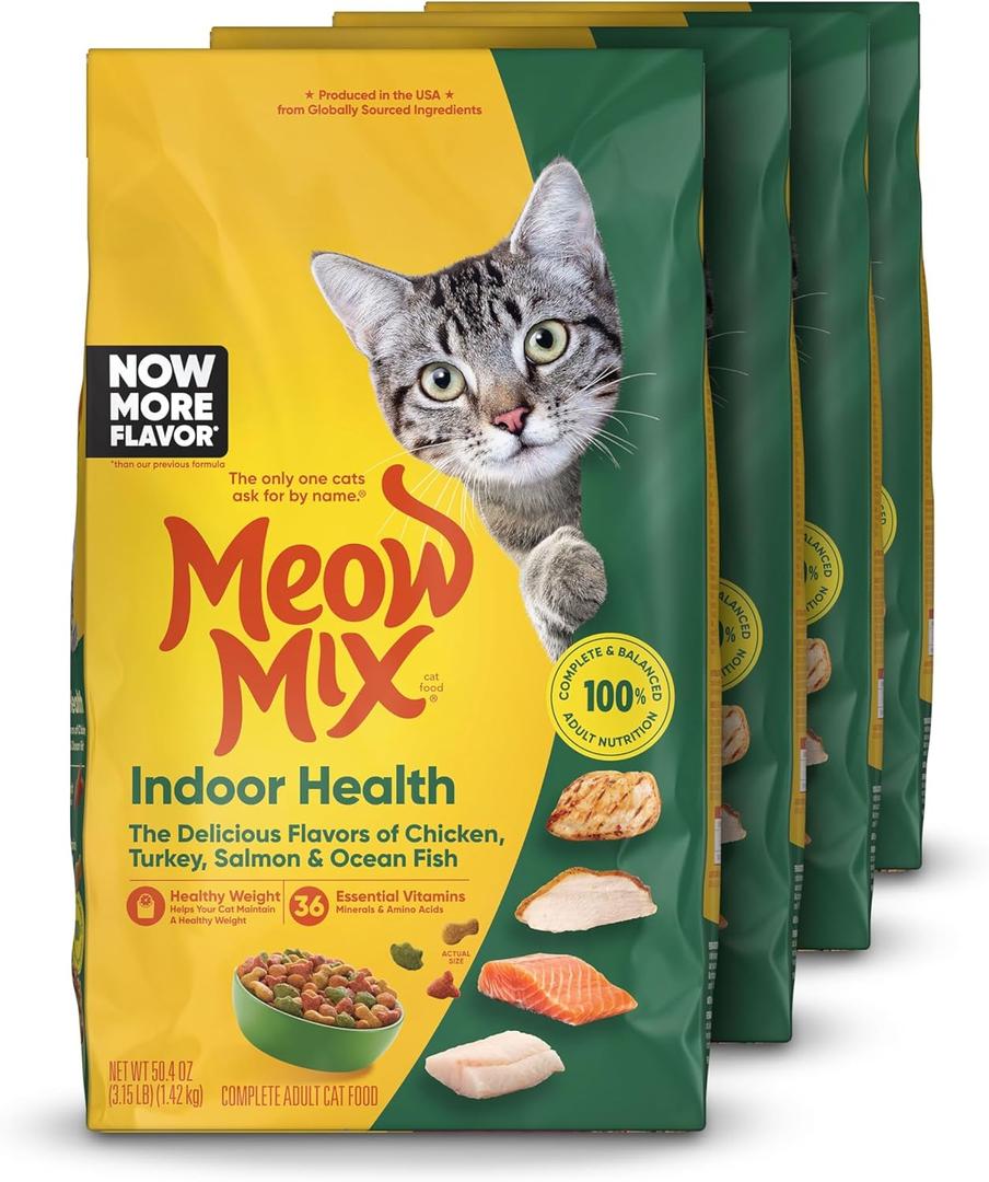 Meow Mix Indoor Health Dry Cat Food, 3.15 Pound Bag (Case of 4)