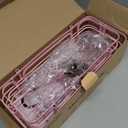 SWTYMIKI Shower Caddy Hanging Organizer - Over the Door Shower Caddy with Soap Holder, 11 Hooks, 2 Installation Ways, Stainless Steel Rustproof Bathroom Organizer, Pink