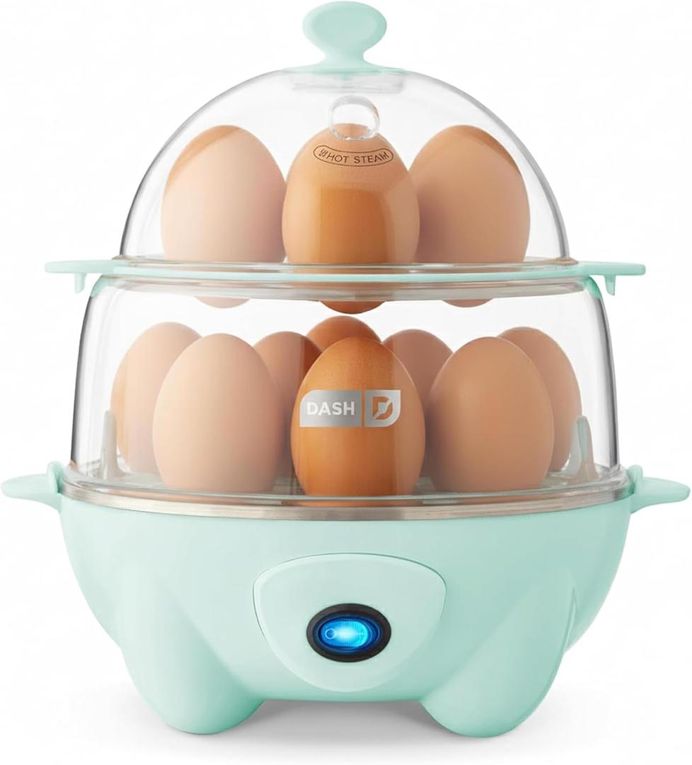 Dash Deluxe Egg Cooker - Boiler, Poacher & Steamer - Includes Measuring & Recipe Guide - Dishwasher Safe - Holds 12 Eggs, Aqua