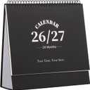 Desk Calendar 2026-2027, 2 Years Calendar Runs from Jan. 2026 until Dec 2027, Table Monthly Planner with Stickers for Home,Office,School Organization(L-Black,9.8" x 9.6")