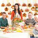 33Pcs Thanksgiving Decorations Hanging Swirls Turkey Hanging Decorations with Lights for Thanksgiving Party Home Office Classroom Indoor Decor