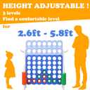 SDADI Height-Adjustable Giant 4-in-a-Row Game, 2-in-1 Jumbo 4-to-Score & Ring Toss Set, Indoor/Outdoor Yard Party Toy for Kids, Adults & Family, White