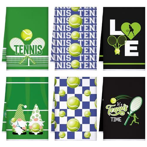 Bencailor 6 Pcs Tennis Hand Towels Gnome Hand Towels for Tennis Party Supplies Bathroom Home Farmhouse Hotel Spa Gym Yoga Gifts for Sports Lovers