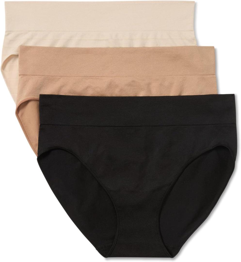 Warner's Women's Blissful Benefits No Pinching No Problems Dig-Free Seamless Stretch 3-Pack Bikini Wrw251bk10 (Medium)