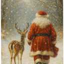 Evcprz Christmas Santa and Reindeer Wall Art Poster Hanger Frame, Rustic Christmas Decor, Winter Xmas Snowy Forest Hanging Canvas Prints Wall Art Decor for Home Living Room Bedroom, 12x16 Inch